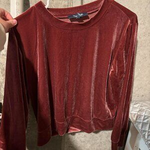 Modcloth Mauve Velour Pullover Sweatshirt Womens L